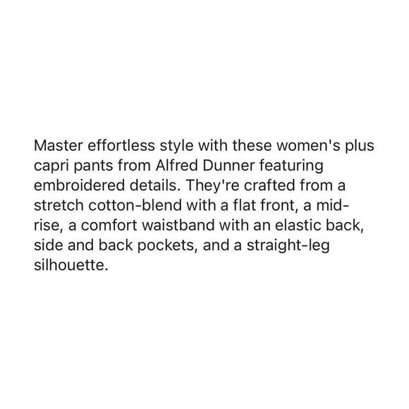 ALFRED DUNNER Capri Pants 22W White Slimming Stretch Blue Bayou Mid Rise Plus - Picture 6 of 15